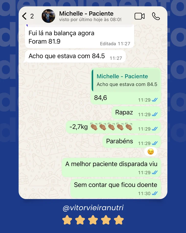 Avaliação de paciente do Vitor Vieira, cinco estrelas