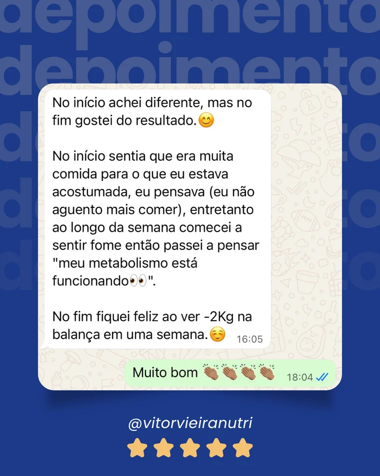 Avaliação de paciente do Vitor Vieira, cinco estrelas