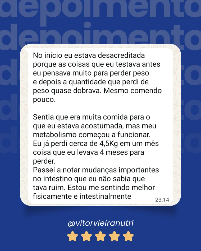 Avaliação de paciente do Vitor Vieira, cinco estrelas